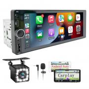 ElecPod 6.86-Inch 1 DIN Bluetooth Car Radio with Screen, Support Wired Carplay/Android Auto/Backup Camera/Type-C/USB/Mic/SWC (with Reversing Camera)